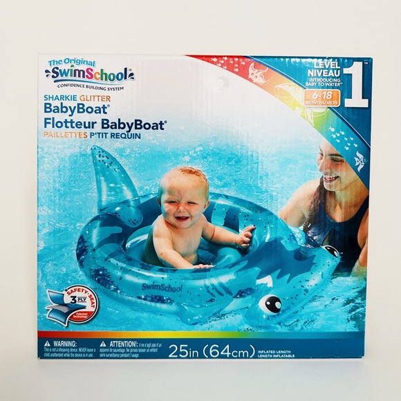 BNIB The Original Swim School Sharkie Glitter Baby Boat - Picture 2 of 6
